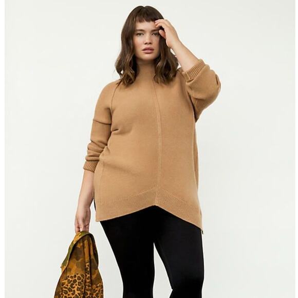 ANTHROPOLOGIE x MAEVE Crystal Tunic Sweater Tan Camel {L41} - Picture 1 of 5